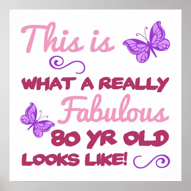 Póster Fabuloso cumpleaños número 80 (Frente)