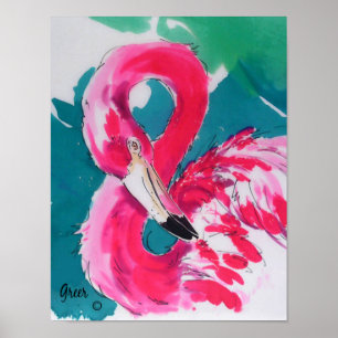 Póster Fabuloso Flamingo Bird Tropical Art Print