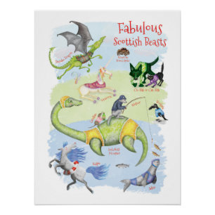 Póster Fabuloso salón para niños de Bestias Escocesas pos
