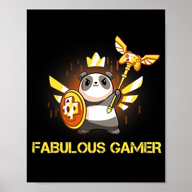 Póster Fabulous Gamer Funny Panda Gamer Video Game (Frente)