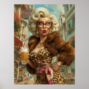 Póster Fabulous Leopard Lady Attitude