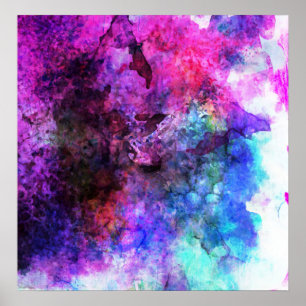 Póster Fabulous Purple Watercolor Abstract
