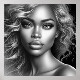 Póster Face of a Cute Young Woman on a 24'x24' Wall