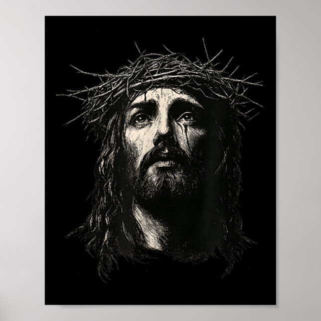 Póster Face Of Jesus Christ Crown Of N Religious Christma (Frente)