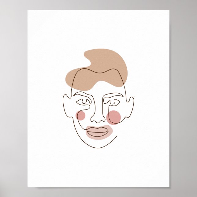 Póster Face one line art print value poster (Frente)