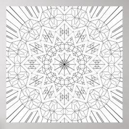 Póster Faceted Starburst Geometric Mandala Pattern Art