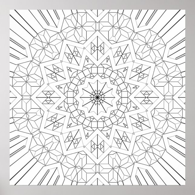Póster Faceted Starburst Geometric Mandala Pattern Art (Frente)
