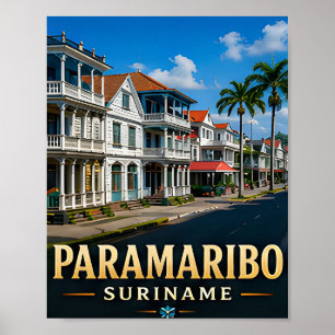 Póster Fachada Colonial de Paramaribo y Patrimonio Tropic