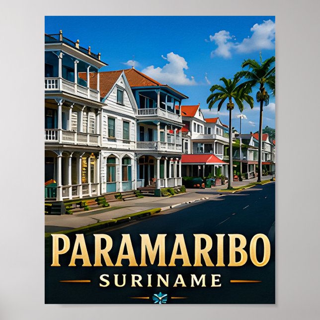 Póster Fachada Colonial de Paramaribo y Patrimonio Tropic (Frente)
