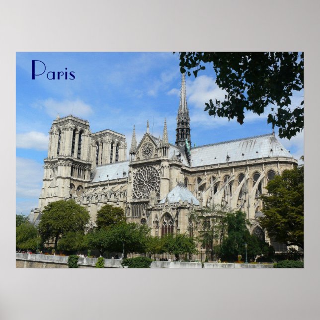 Póster Fachada Sur, Catedral de Notre Dame, París, Franci (Frente)