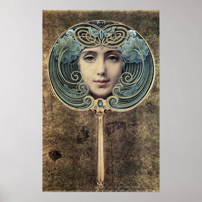 Póster Fächer auf goldenem Grund por Louis Welden Hawkins (Frente)
