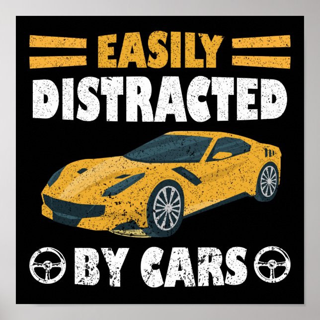 Póster Fácilmente Distrado Por Los Autos (Frente)