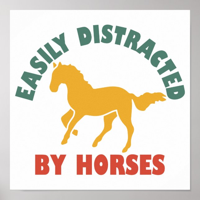 Póster Fácilmente Distrado Por Los Caballos (Frente)