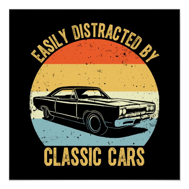 Póster Fácilmente Distraído Por Los Autos Clásicos (Anverso)