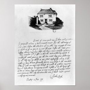 Póster Facsímil de la letra que ilustra la casa adentro