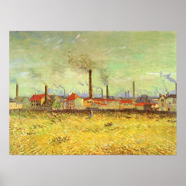 Póster Factories at Asnieres by Vincent van Gogh (Frente)