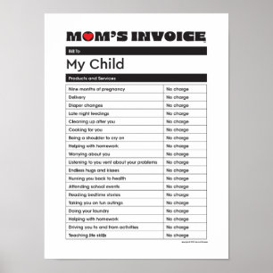 Póster Factura del Día de la Madre Amor Mamá - Regalo