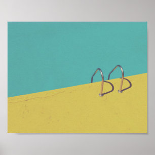 Póster Faded amarillo y Aqua Blue Moderne Photo
