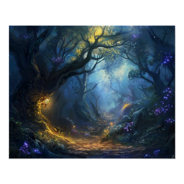 Póster Fae Fantasy Forest Night Scene (Anverso)