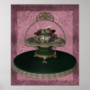 Póster Faerie afroamericano de la taza de té del KRW