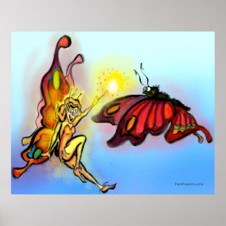 Póster Faerie and Butterfly Poster