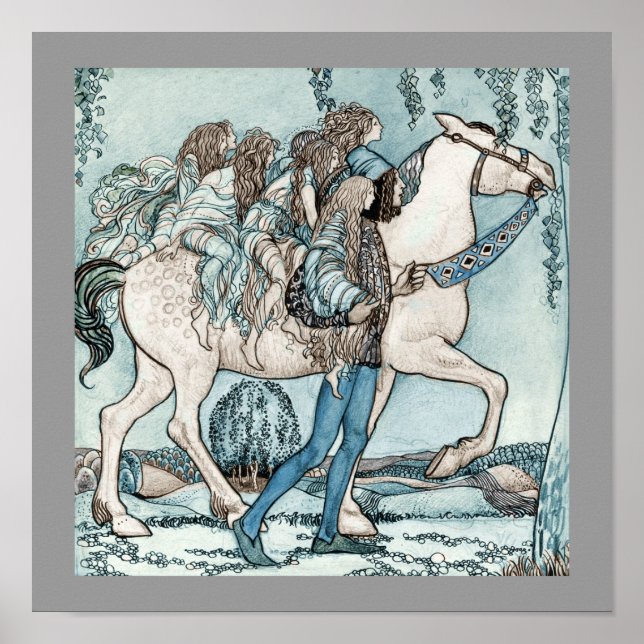 Póster Faeries sobre el caballo blanco (Frente)