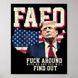 Póster Fafo Trump Bandera estadounidense de mapas