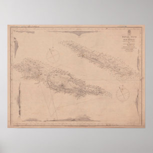 Póster Faial vintage, Mapa de la isla de San Jorge y Pico