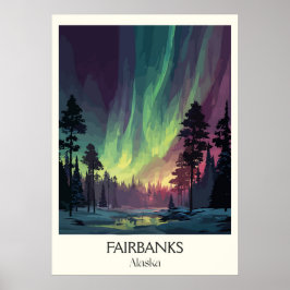 Póster Fairbanks Alaska Northern Lights Aurora