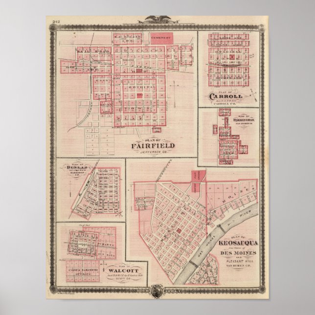 Póster Fairfield, Carroll, Birmingham, Dunlap (Frente)