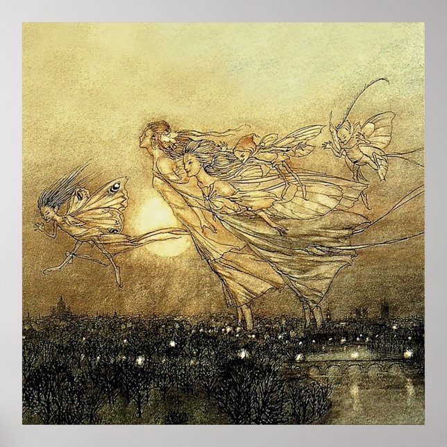 Póster "Fairies in Kensington Gardens" de Arthur Rackham (Frente)