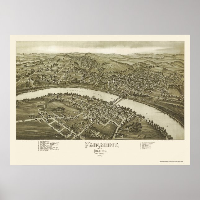 Póster Fairmont, WV Panoramic Map - 1897 (Frente)