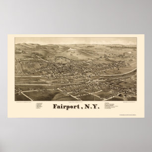 Póster Fairport, mapa panorámico de NY - 1885
