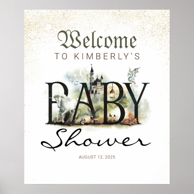 Póster Fairtale Fantasy Baby Shower Welcome Sign (Frente)