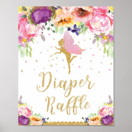 Póster Fairy Baby Shower Diaper Raffle Baby Girl