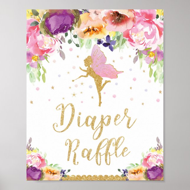 Póster Fairy Baby Shower Diaper Raffle Baby Girl (Frente)