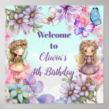 Fairy Fiesta Garden Fairy Birthday Welcome Poster