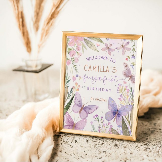 Póster Fairy First Birthday Chica 1er cumpleaños Fiesta (Subido por el creador)