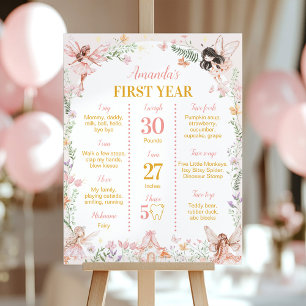 Póster Fairy First Floral Garden Birday Milestone Rótulo