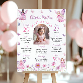 Póster Fairy Floral Butterfly First Year Photo Milestone