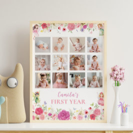 Póster Fairy Floral First Year Photo Milestone Poster