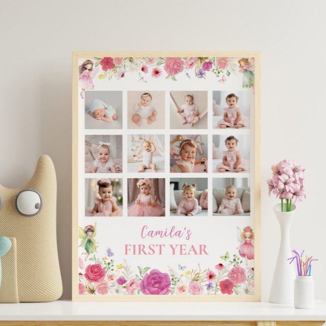 Póster Fairy Floral First Year Photo Milestone Poster (Subido por el creador)