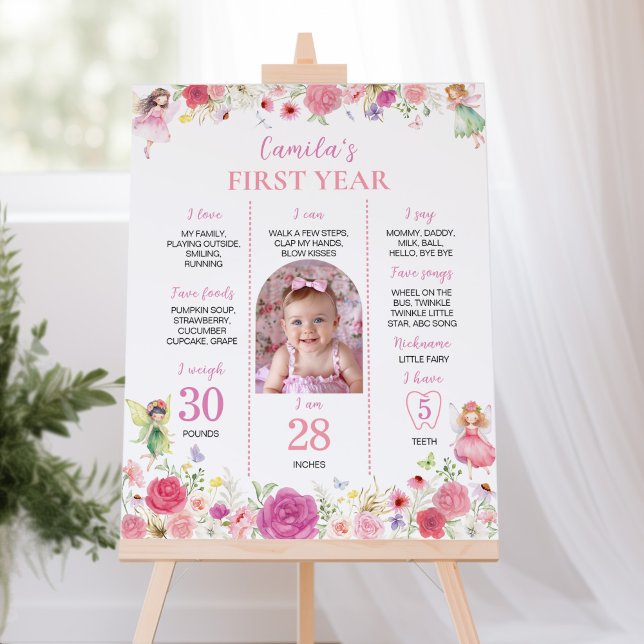Póster Fairy Floral First Year Photo Milestone Poster (Subido por el creador)