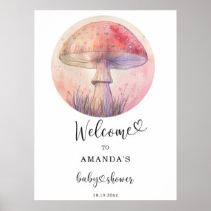 Póster Fairy fly agaric - baby ducha de bienvenida