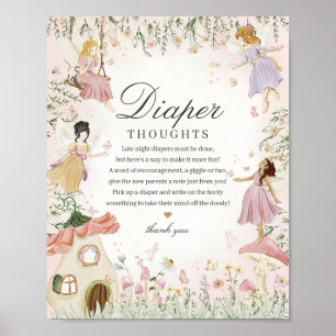 Póster Fairy Garden Diaper Thoughts Whimsical Baby Shower