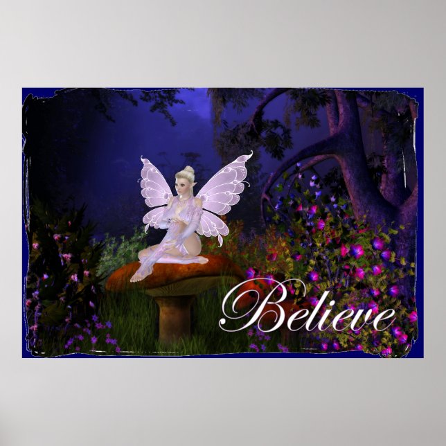 Póster Fairy on a Mushroom Design 3 - Believe Print (Frente)