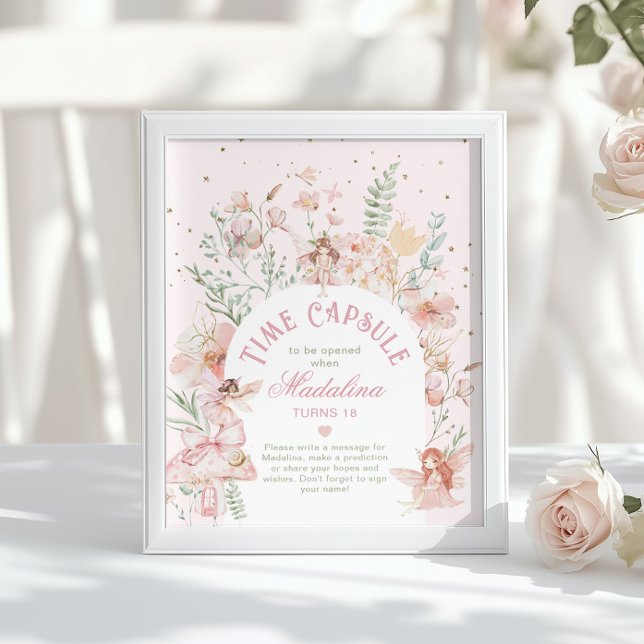Póster Fairy Time Capsule Whimsical Pink Arch Birthday (Subido por el creador)