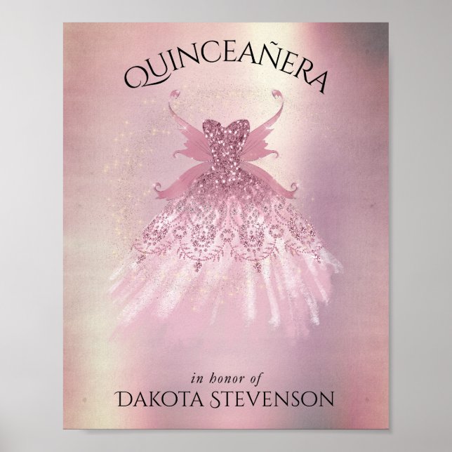 Póster Fairy Wing Mauve Gown | Deluxo y turbio Sheen rosa (Frente)