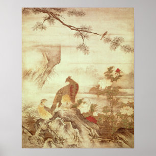 Póster Faisanes y peonies, de una serie de volutas