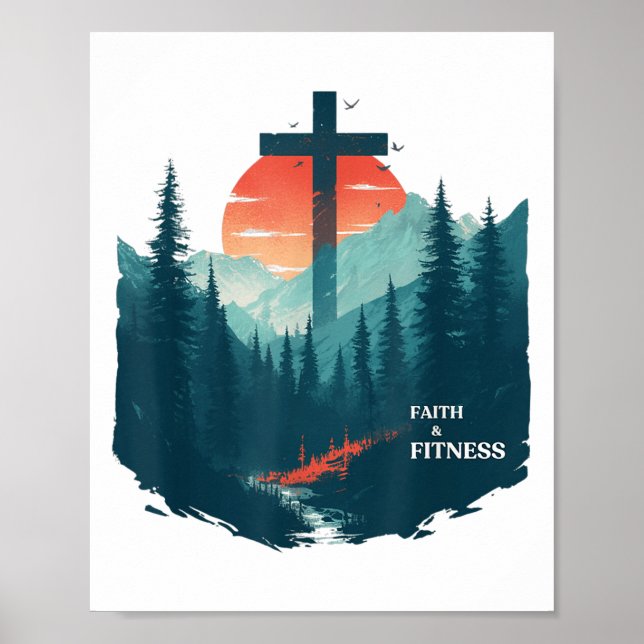 Póster Faith &amp; Fitness Christian - Workout Motivation (Frente)